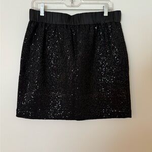 LOFT Black Sequin Mini Skirt